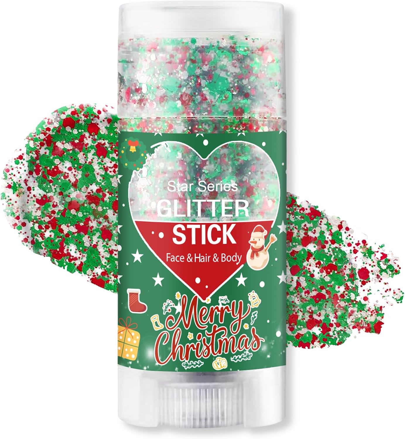 Portugal & Mexico Body Glitter Stick for 2026 World Cup Fan Soccer Baseball Softball Sports Eye Black Stick Makeup, Chunky Glitter Face Paint, Green Red White Sequin Hair Glitter Makeup for Women