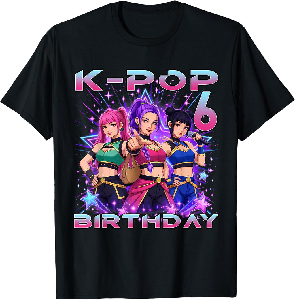 6th Birthday K-pop 6 Year Old Korean Music Birthday Kpop T-Shirt