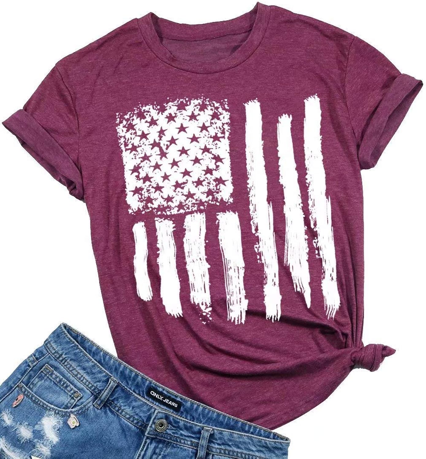 Patriotic Shirts for Women American Flag Shirt 4th of July Tshirt Graphic Tees Casual Short Sleeve Tee Top