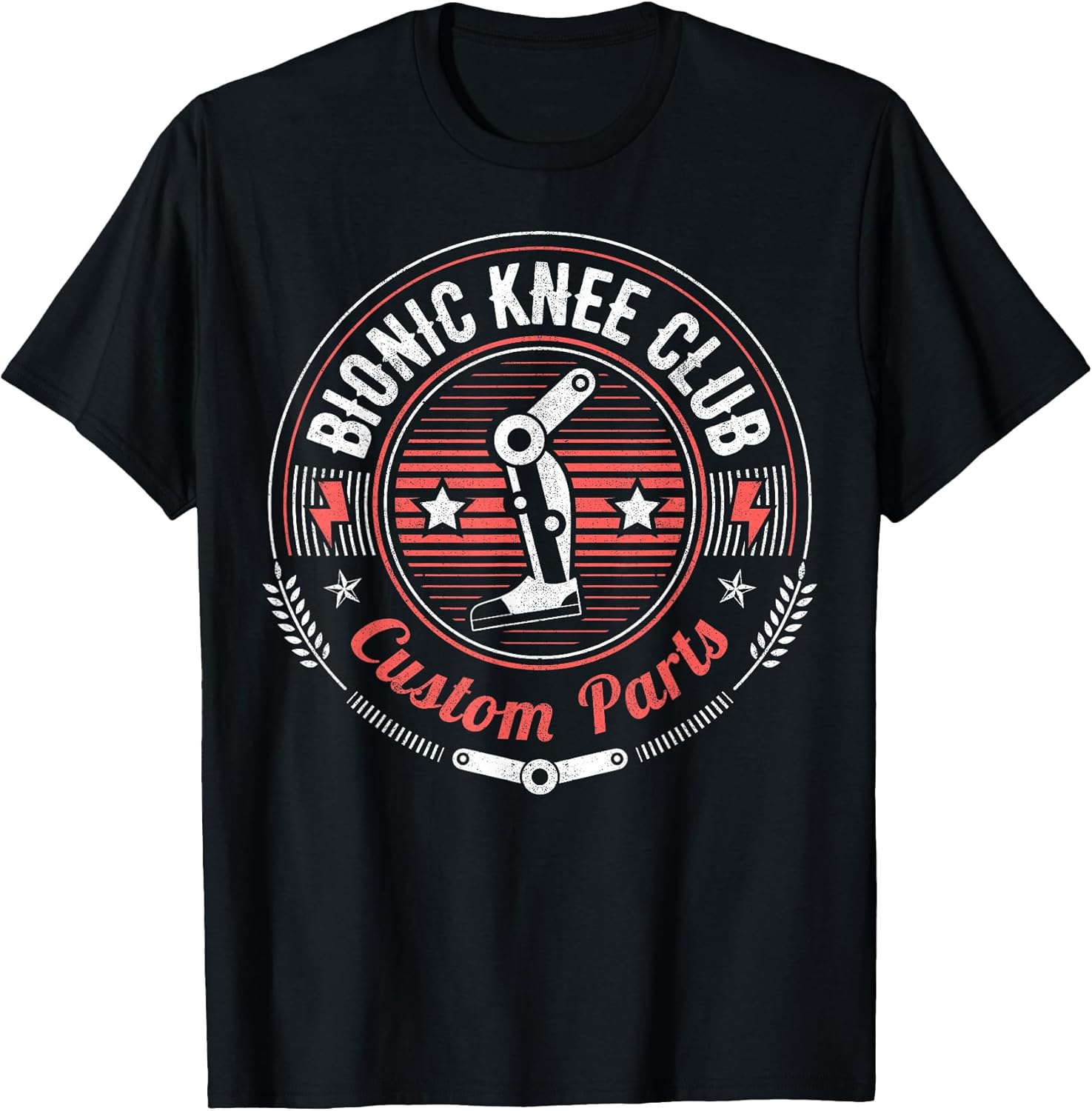 Bionic Knee Club Custom Parts Funny Knee Replacement T-Shirt Small