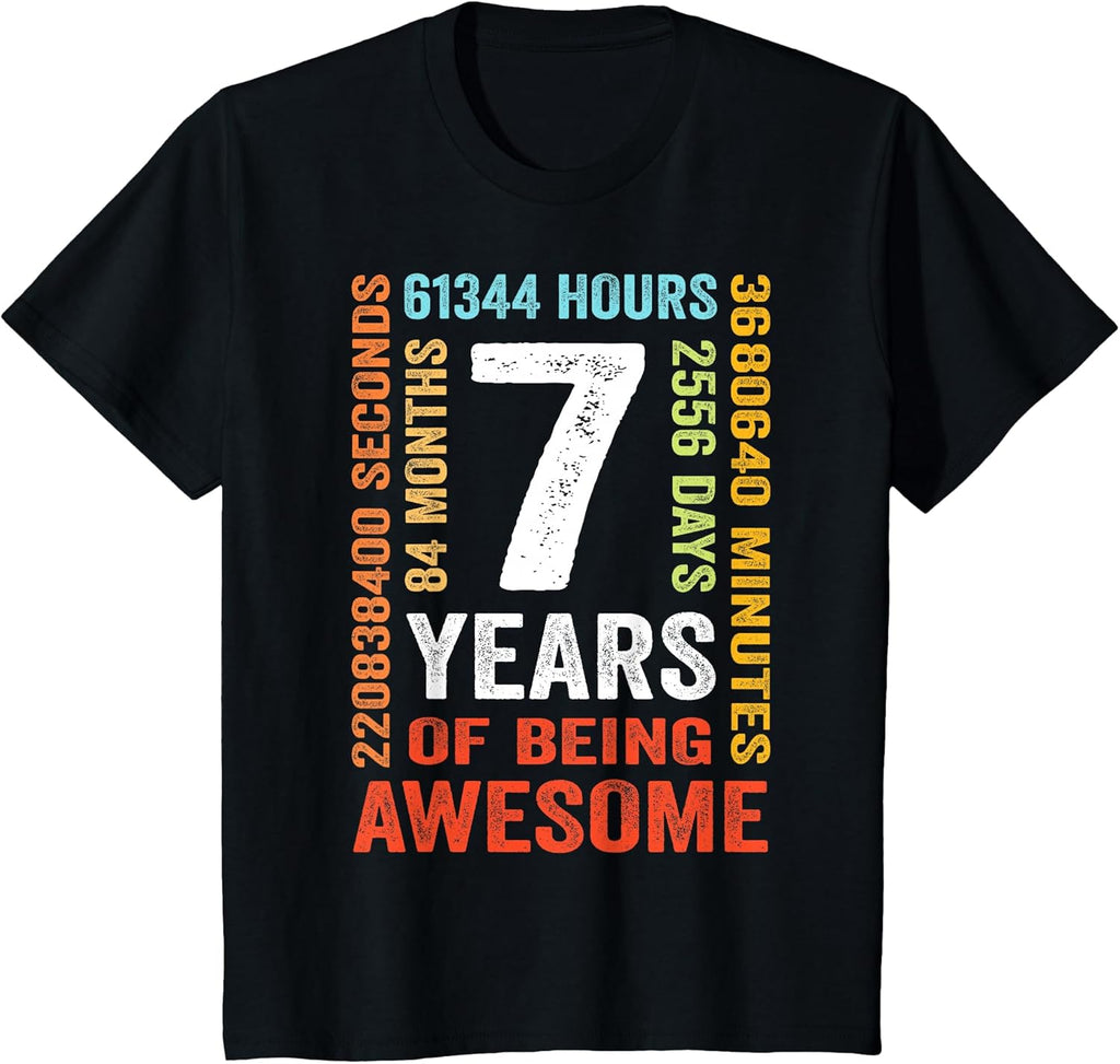 7th Birthday 7 Years Old Vintage Retro 84 Months T-Shirt