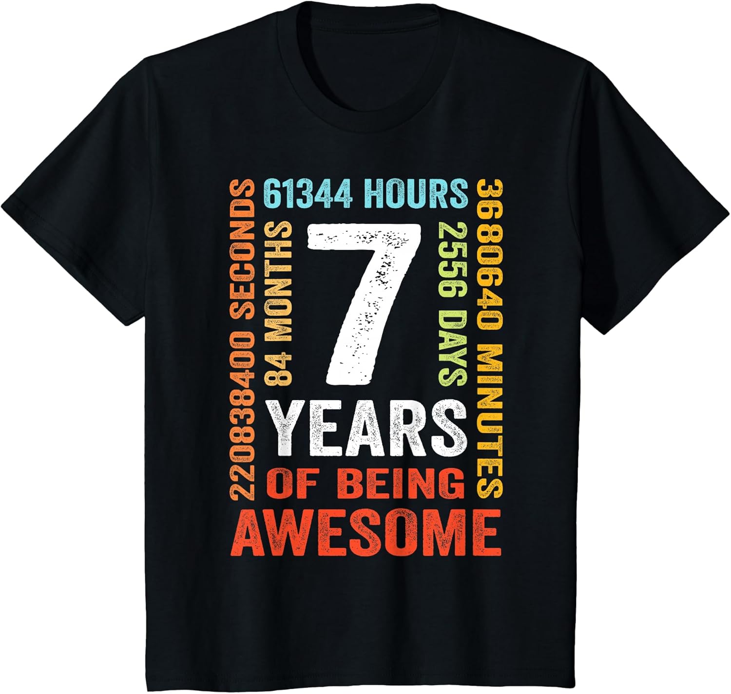 7th Birthday 7 Years Old Vintage Retro 84 Months T-Shirt
