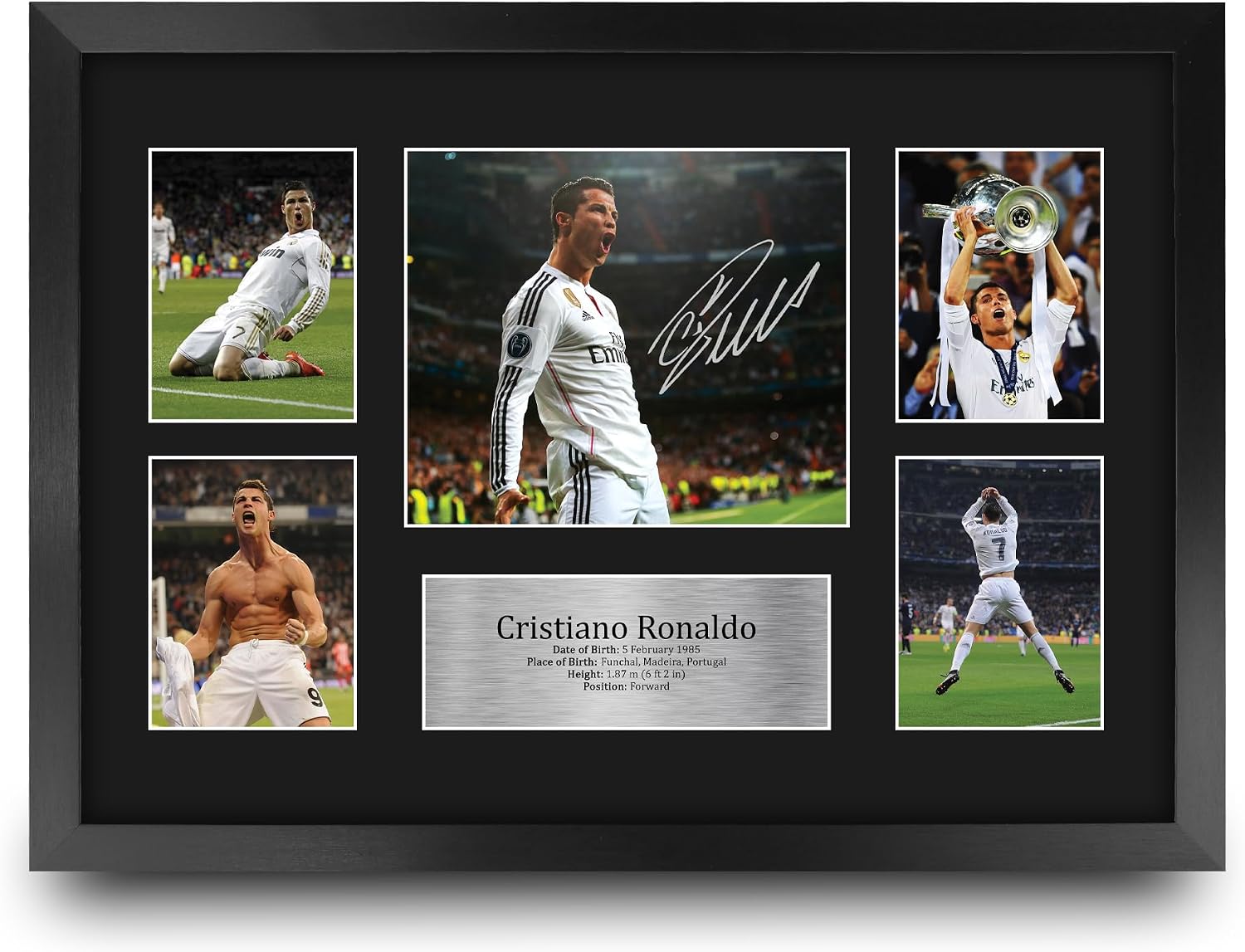Cristiano Ronaldo Real Madrid 16 x 12 inch (A3) Printed Gifts Signed Autograph Picture for Football Fans and Supporters - 16" x 12" Framed