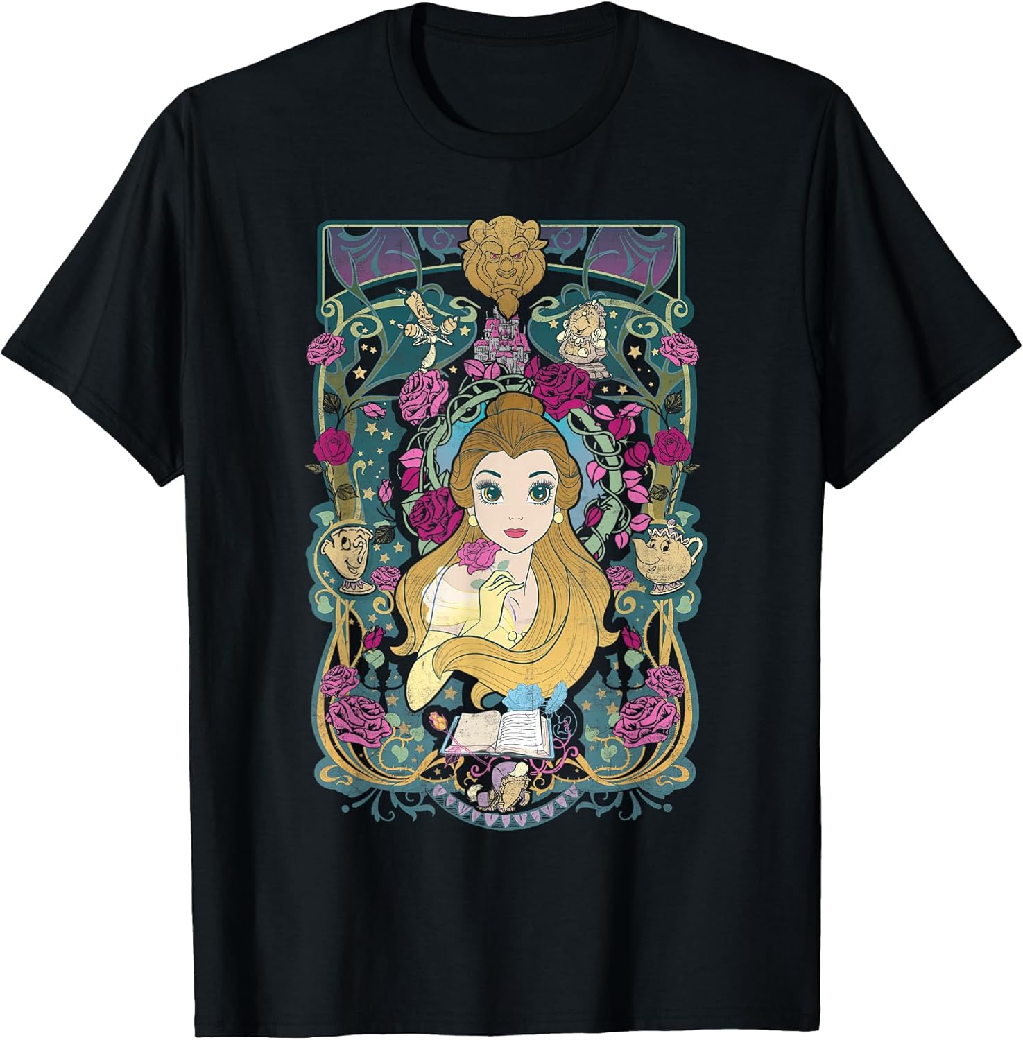 Beauty and The Beast Belle Surrounded Graphic T-Shirt T-Shirt