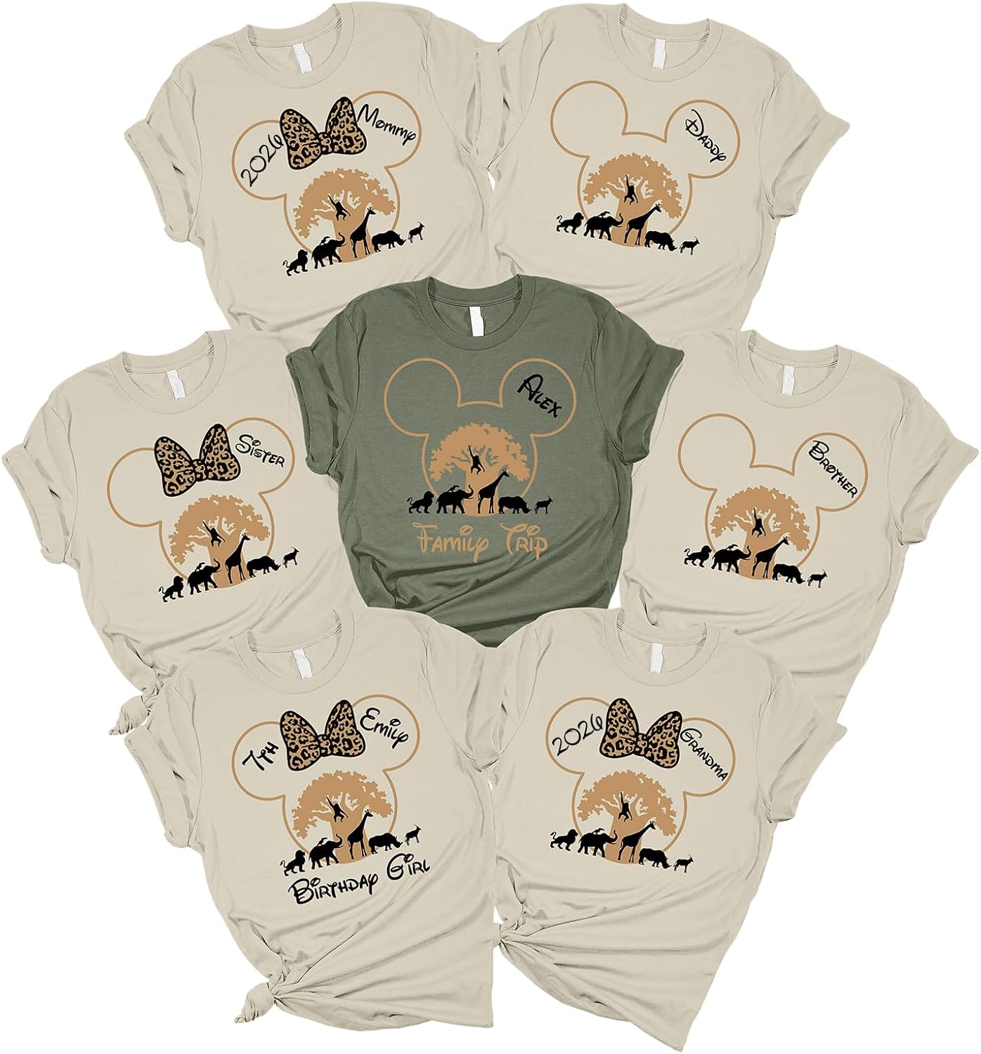Custom Matching Kingdom Shirts for Family Shirts 2026 Safari Animal Tshirts Family Vacation Tees Personalized Name Outfit for Birthday Tshirts for Family