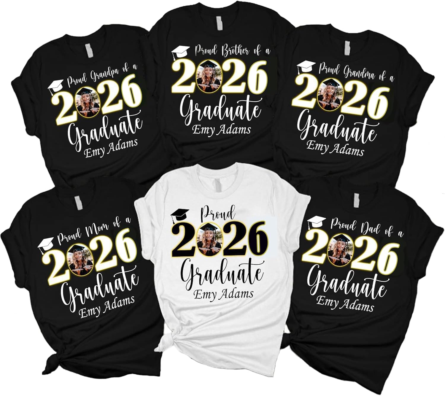Graduation Family 2026 T-Shirt, Custom Picture Graduation Shirt, Graduate Fans Shirts, Proud mom of a 2026 Graduate Tee Multicolor