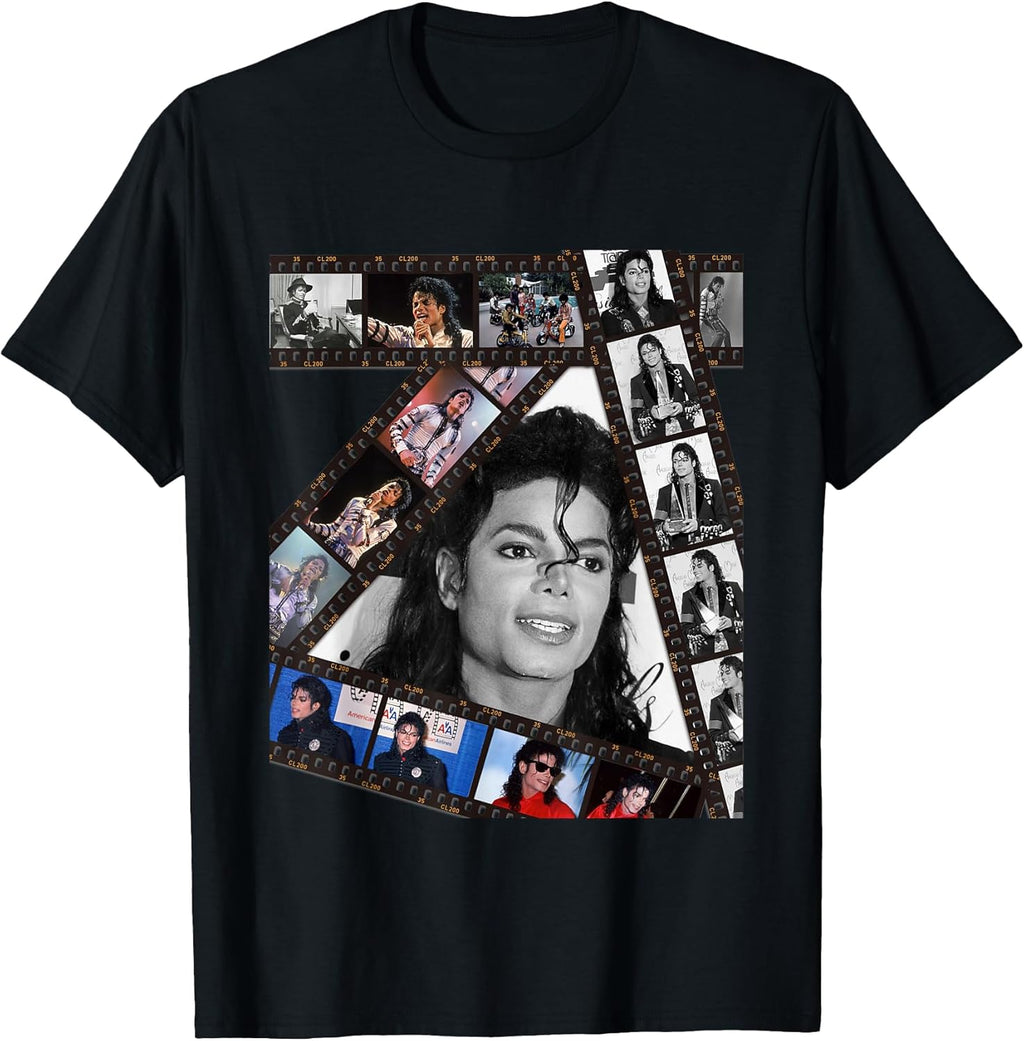 Michael Jackson MJ-002 Black Cotton 100% T-Shirt, Unisex-Adults, Small, Short Sleeve