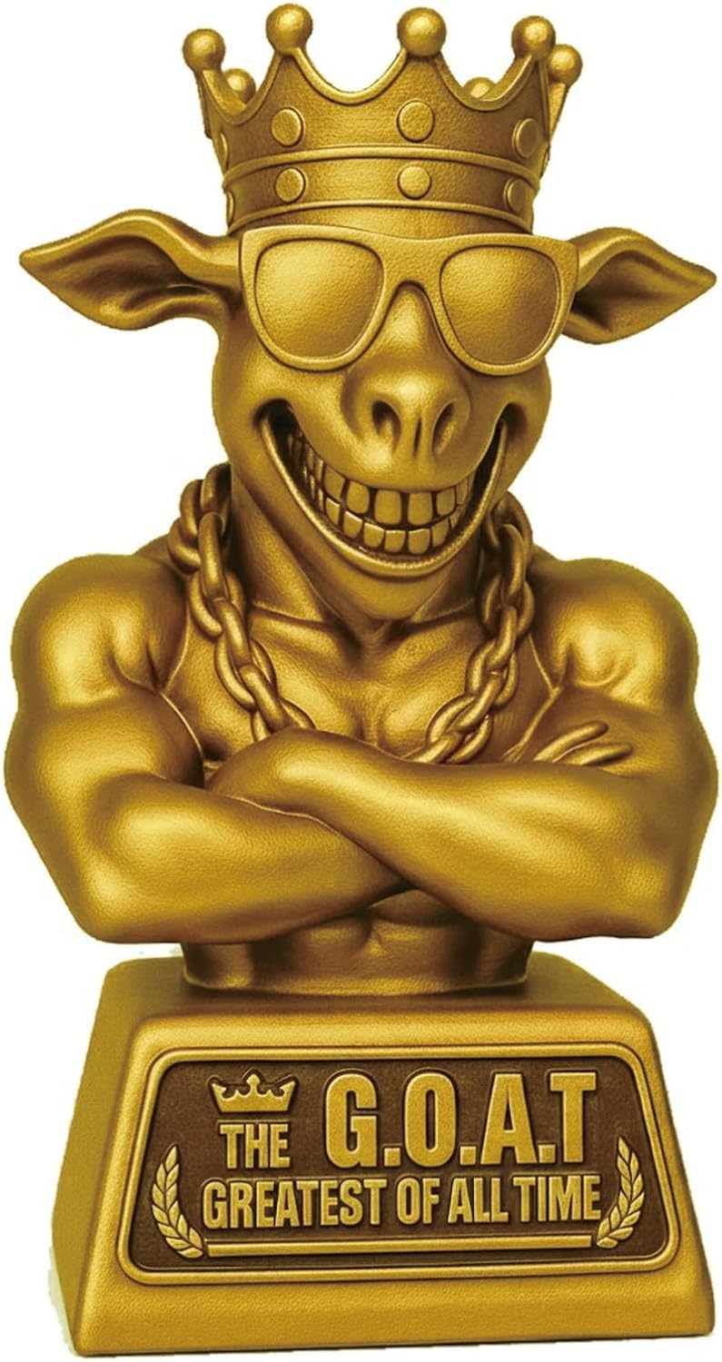 Muscle Goat Trophy – 9" G.O.A.T. with Muscle Resin Award for Fantasy Football, Office Desk, Best Player Trophy
