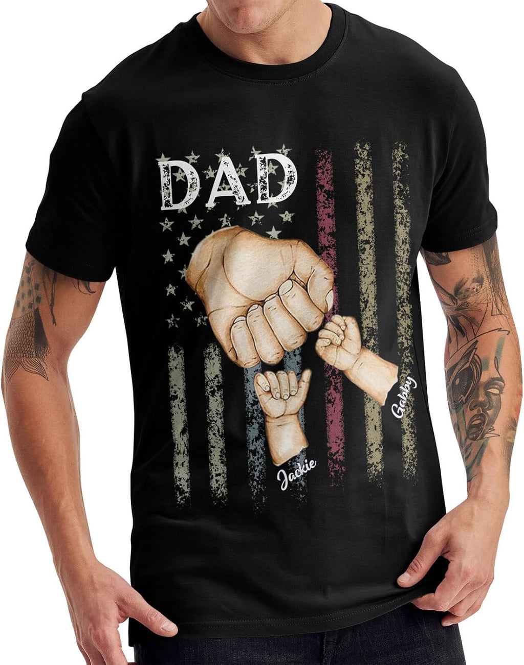 Custom Dad Shirts,Personalized Dad T shirts with Kids Name,Customized Gifts for Husband Dad Papa Grandpa