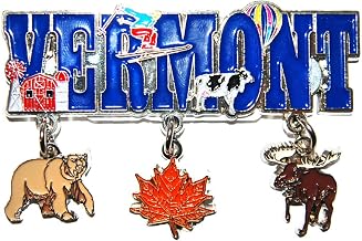 Vermont 3 Charm Dangle Metal Magnet