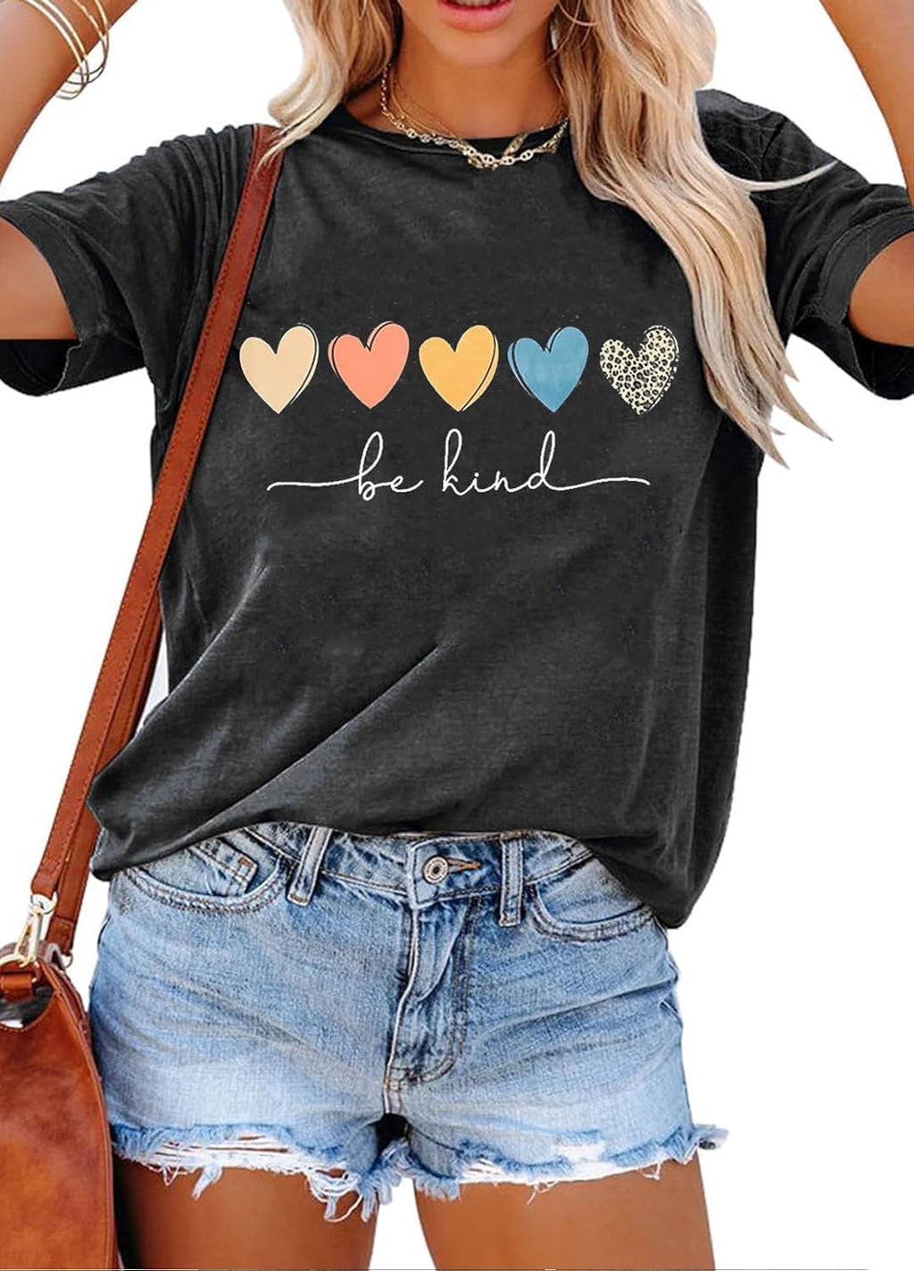 Womens Graphic Tees Short Sleeve Summer Tops Funny Letter Print Crew Neck Casual Loose Cute T Shirts