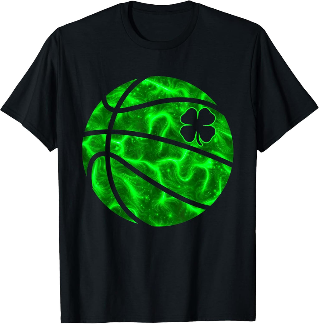 Basketball Shamrock Lucky Clover Irish St Patrick's Day Boys T-Shirt