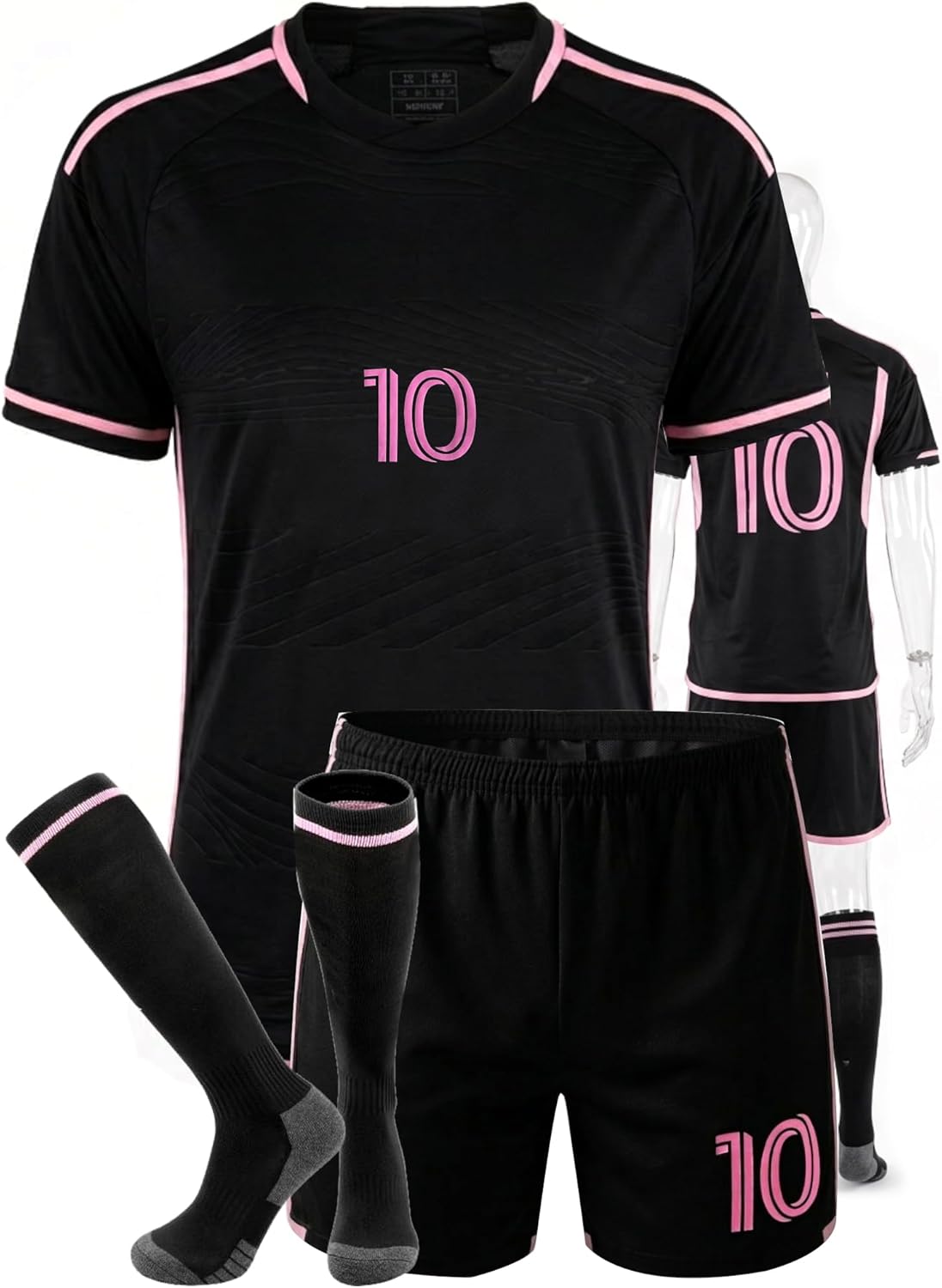 No. 10 Kids Soccer Jersey Kit Set with Shorts and Socks, Youth Sizes – Breathable Uniform for Young Players