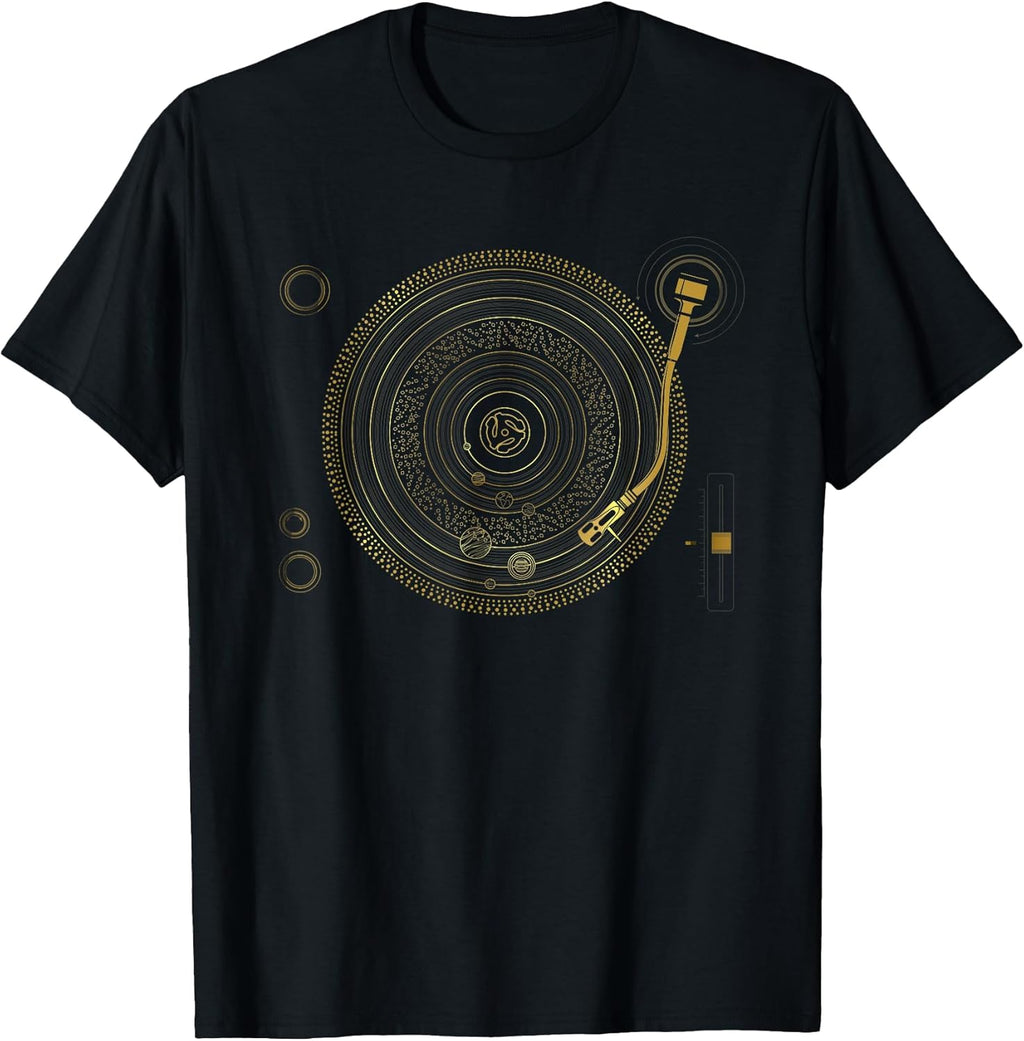 Space DJ Graphic - Solar System Turntable EDM T-Shirt