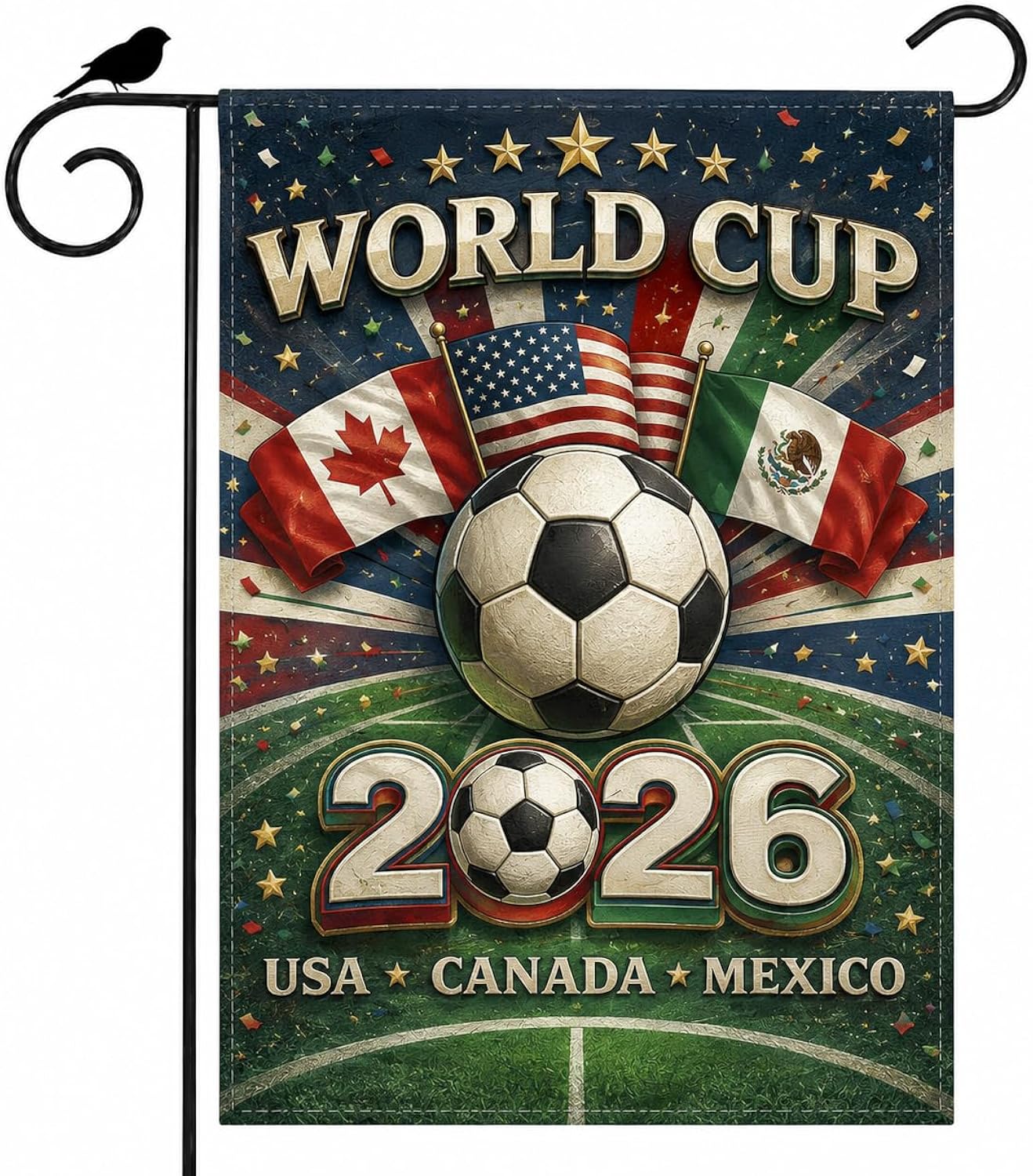 World Cup Ball Soccer Flags Garden Flag, USA Soccer Goal Ball Yard Flag Double-Sided Outdoor, Football Entertainment Activity House Decor, Team USA Sports Fan Gift