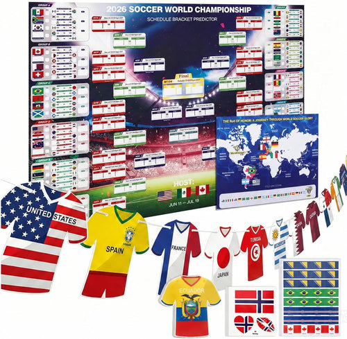 2026 World Soccer Cup Extra Large Schedule Poster, 48 Teams Tournament Wall Chart Calendar, Soccer Matches Tracker Bracket for Home Office Bar Football Club Sports Fans Party Decorations