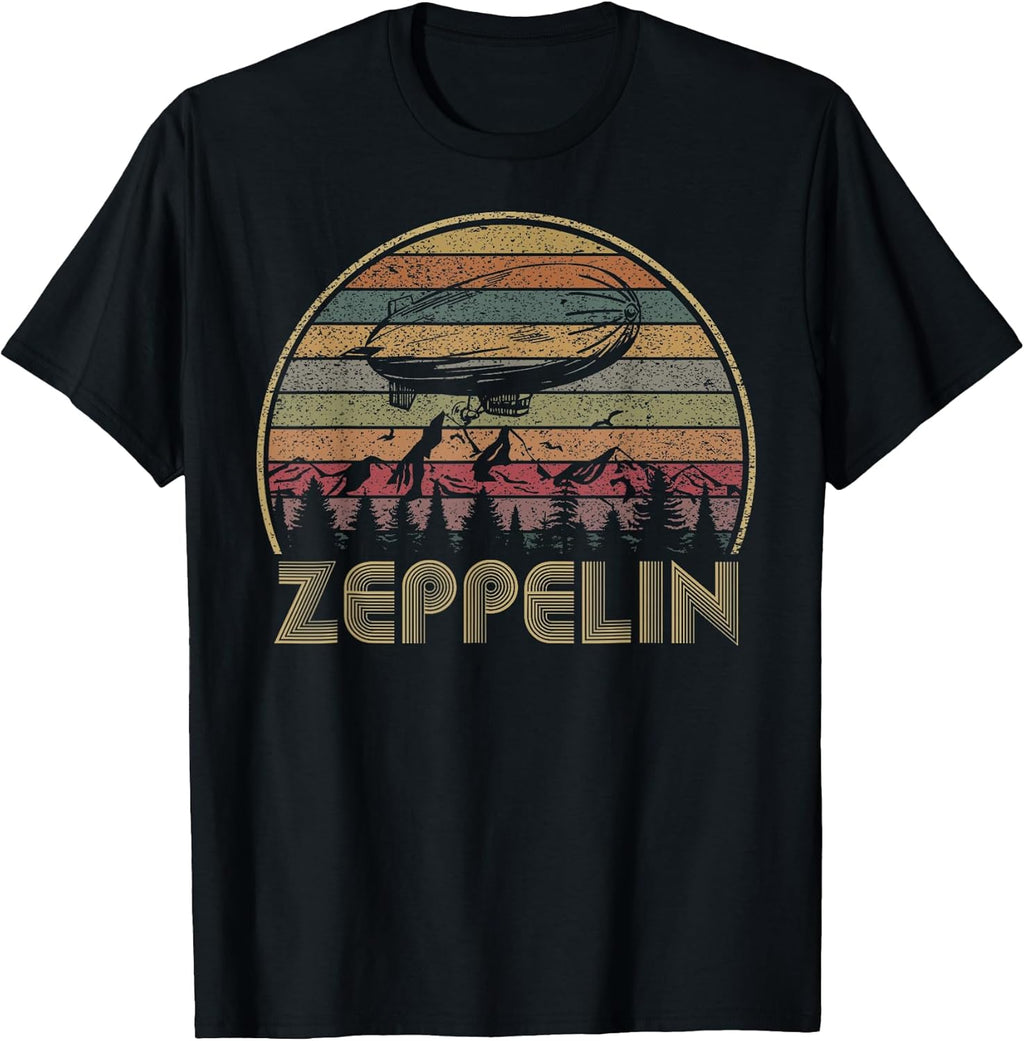 Retro Zeppelin 70s 80s Dirigible Airship Vintage Sunset T-Shirt