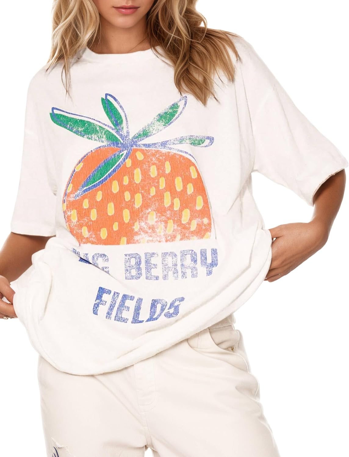 Women's Cottton Oversized Harvest Vintage Floral Graphic Tees Y2K Tops Summer Casual Streetwear T-Shirt