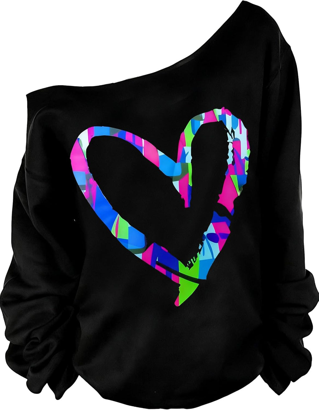 Woman’s Sweatershirt Lips Print Causal Blouse Off The Shoulder Long Sleeve Loose Slouchy Pullover Plus Size Tops