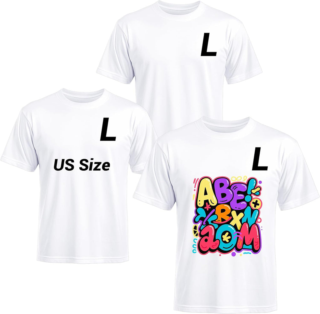 3 PCS White Polyester T Shirts Bulk Sublimation Blanks Unisex Wholesale Crew Neck Short Sleeve for Heat Transfer DIY