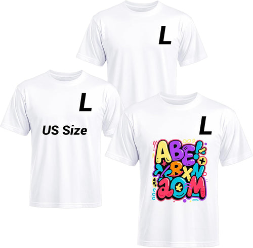3 PCS White Polyester T Shirts Bulk Sublimation Blanks Unisex Wholesale Crew Neck Short Sleeve for Heat Transfer DIY