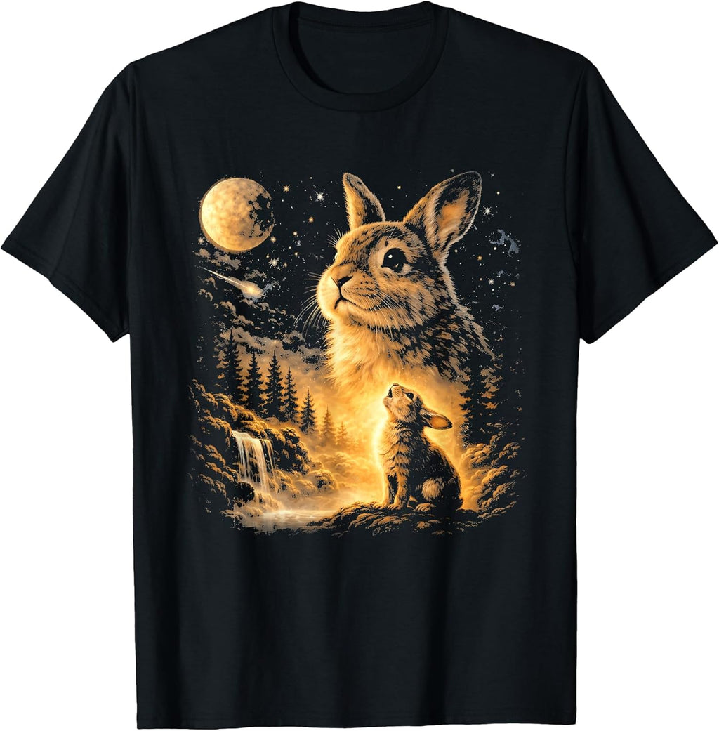 Bunny Howling to The Moon Vintage 90s Animal Easter Day T-Shirt