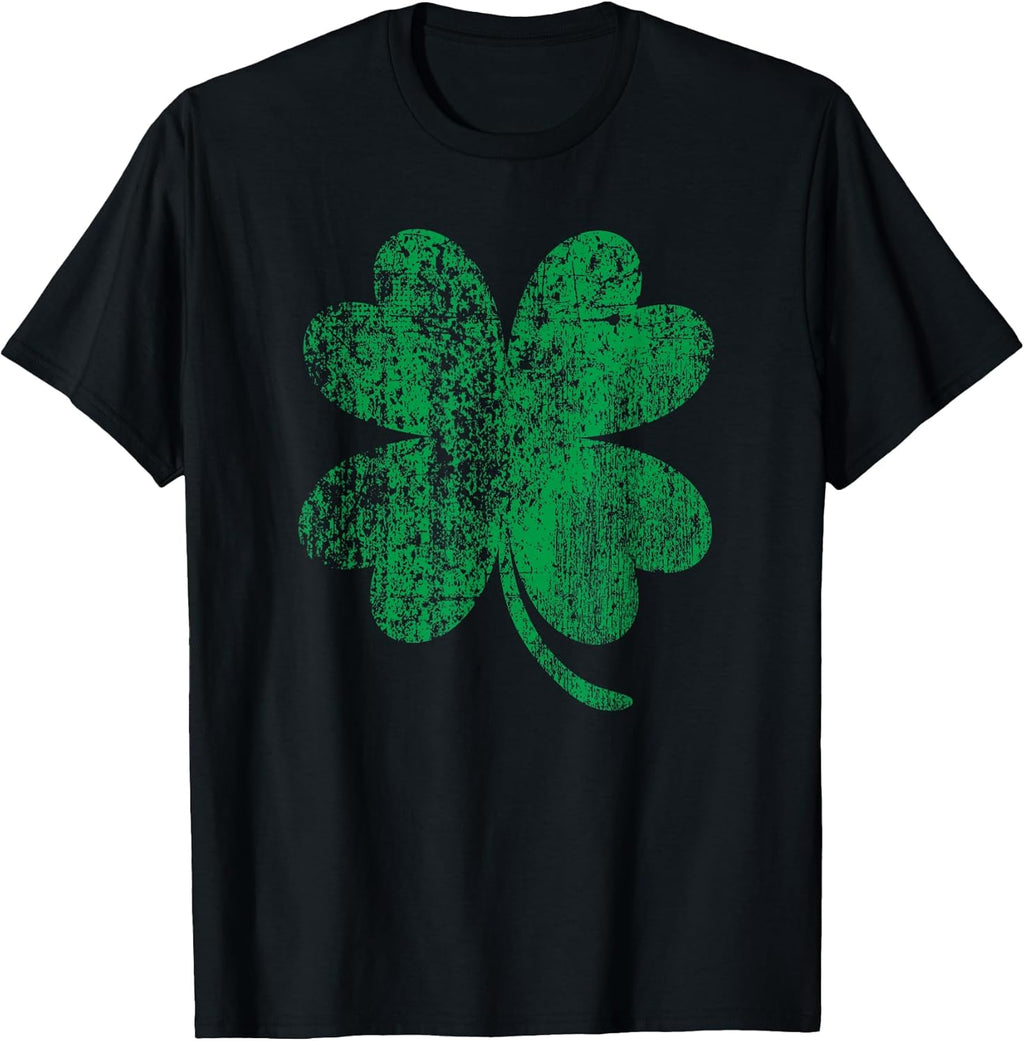 Vintage Faded Retro Four Leaf Clover St Patricks Day T-Shirt