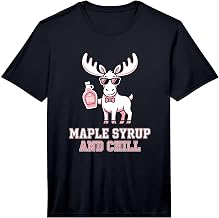 Mens Moose Lover Maple Syrup and Chill Canadian Performance T-Shirt