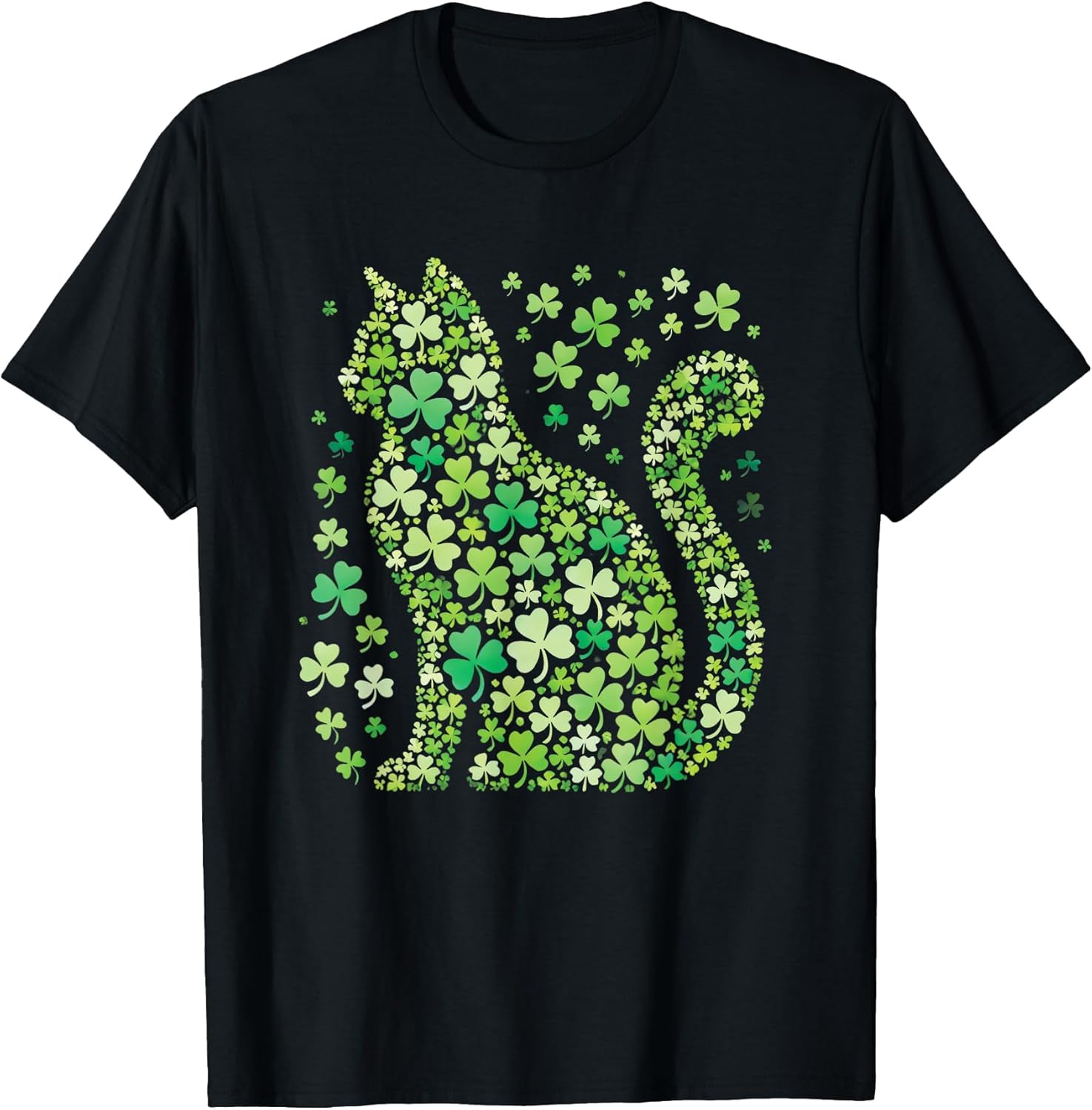 Shamrock Cat St Patricks Day Teens Girls Women Graphic T-Shirt