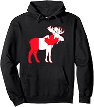 Moose Canada Flag Canadian Moose Maple Leaf Pullover Hoodie