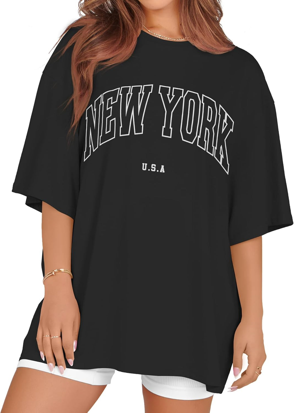 Oversized Tshirts for Women Summer Short Sleeve Round Neck Graphic Tee Shirt