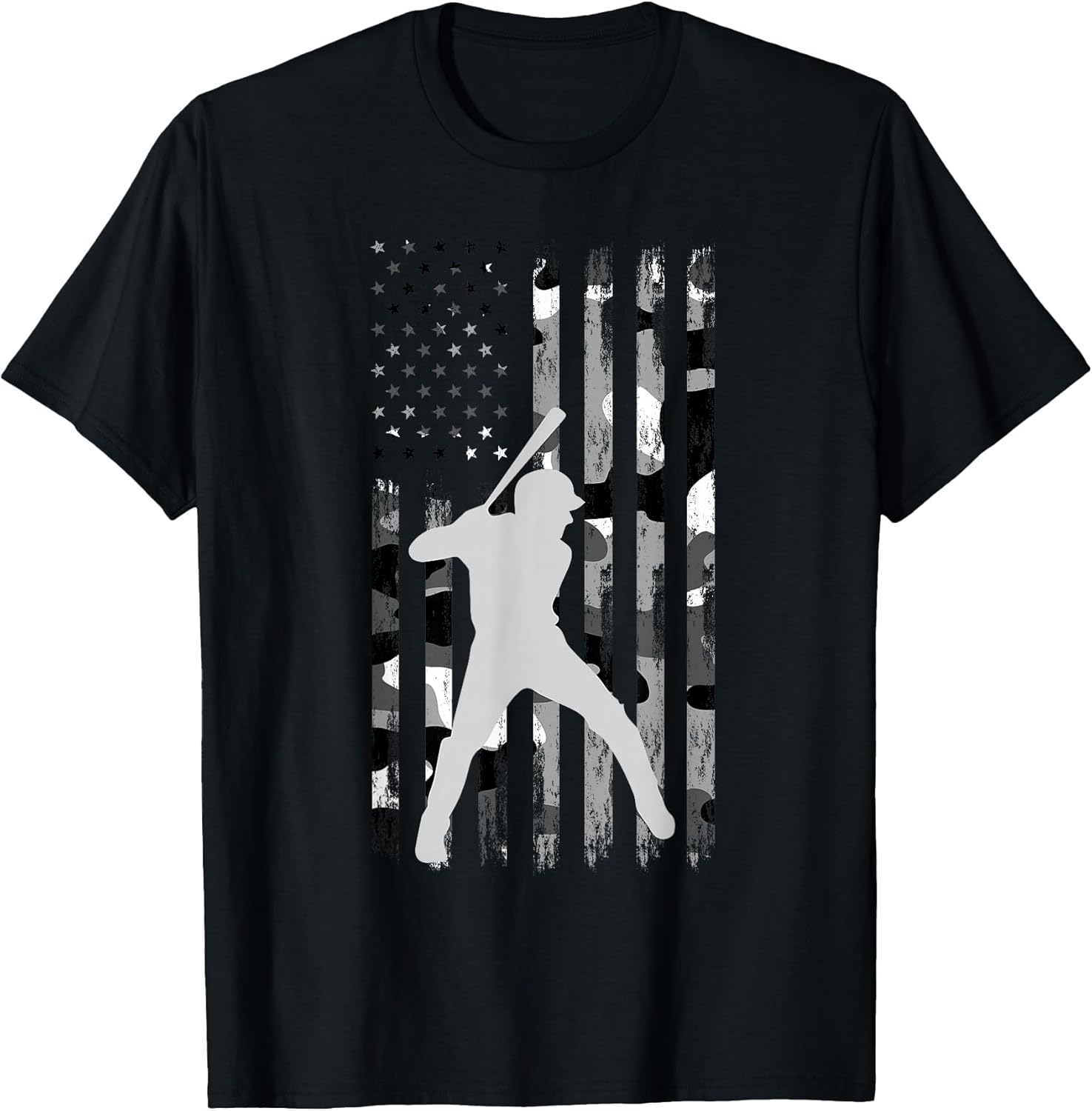 Baseball Player American Flag USA Camo Patriotic Graphic T-Shirt