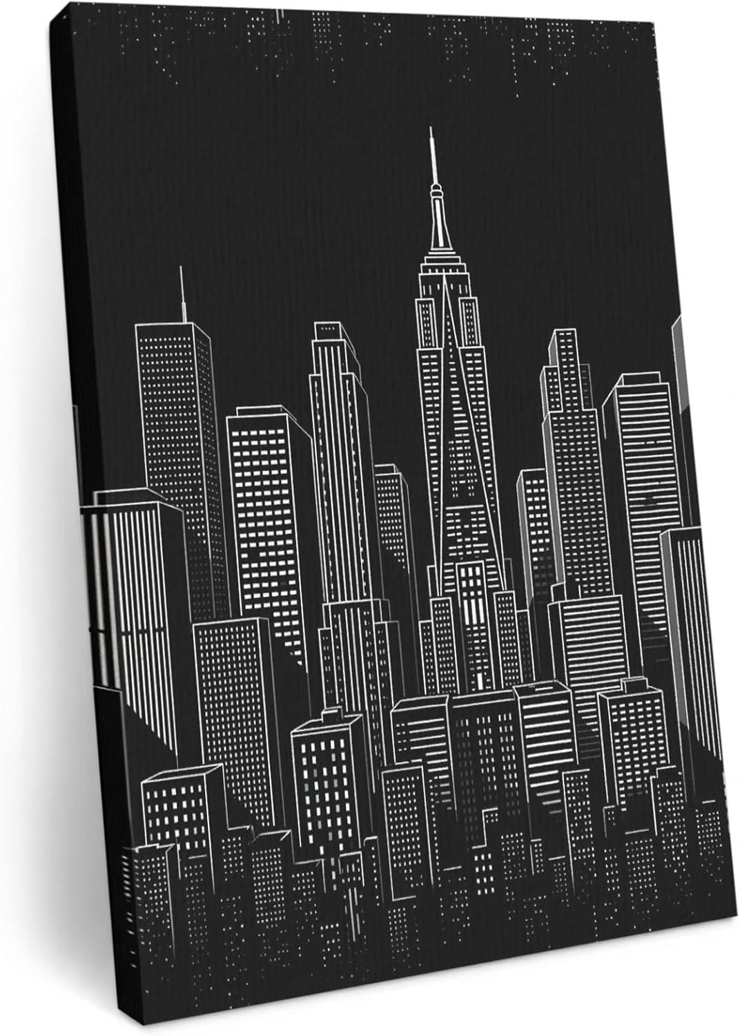 Ship Next Day - Modern City Landscape Wall Art, Black Night Building Cityscape Canvas Print Painting Artwork Picture for Wall Living Room Bathroom Bedroom Kitchen Office Dining Room Decor 11"x14"