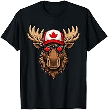 Canada Day Patriotic Moose Flag Maple Leaf Canadian Animal T-Shirt