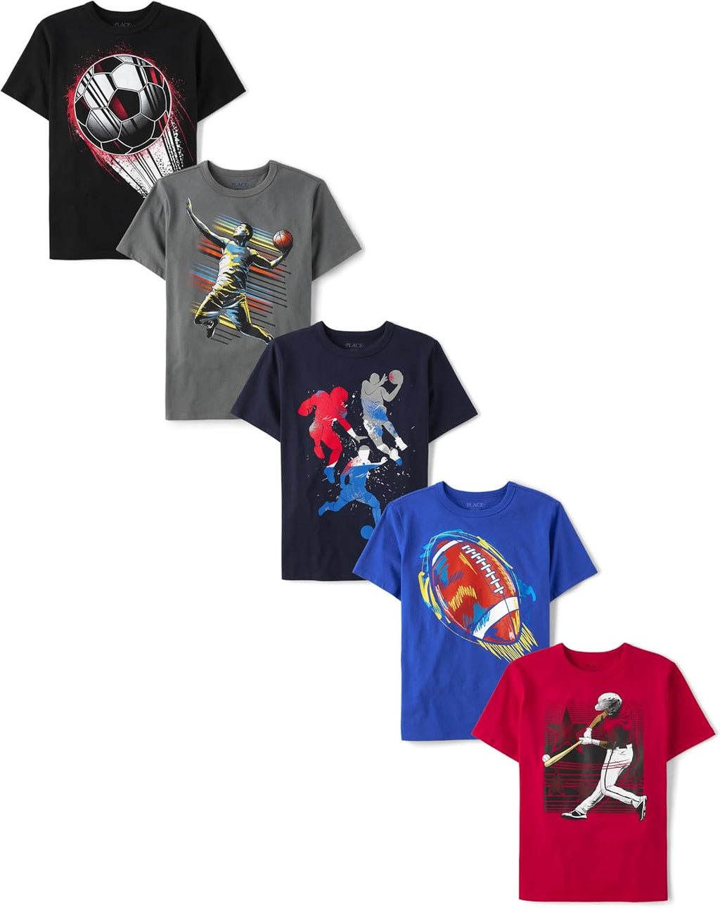 Boys' Sports Short Sleeve Graphic T-Shirts, Multipacks