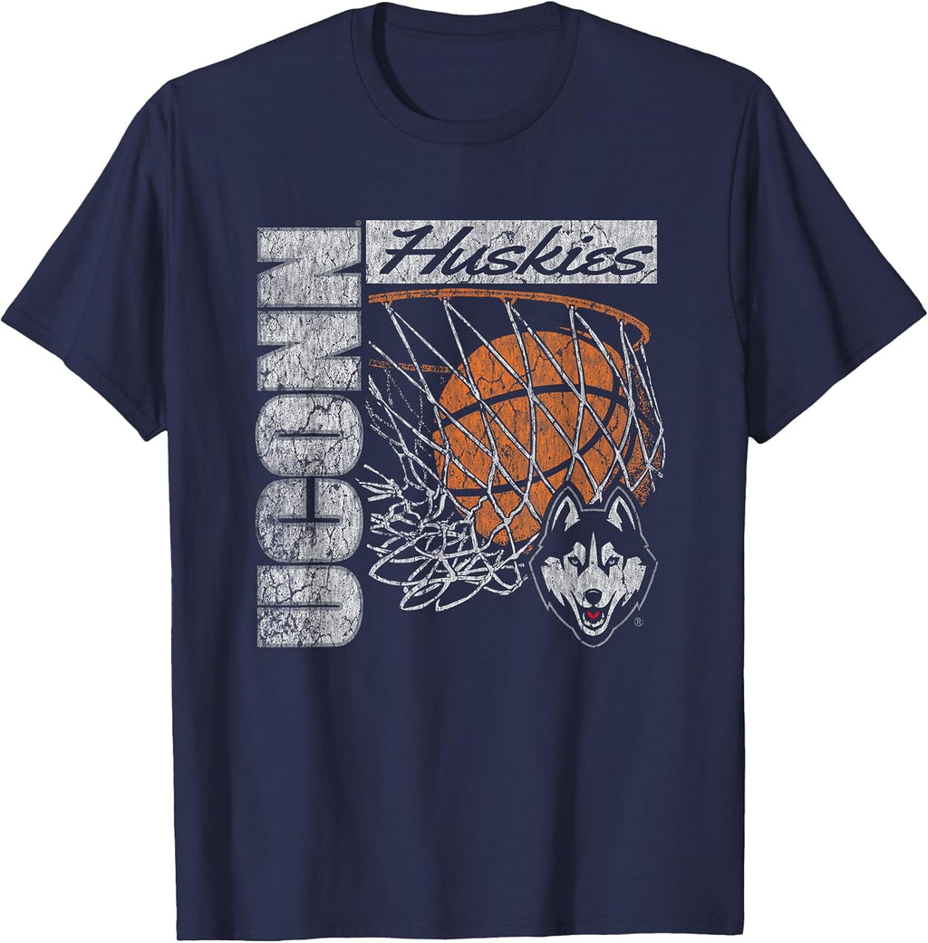 Connecticut Huskies Vintage Basketball 90's Navy T-Shirt