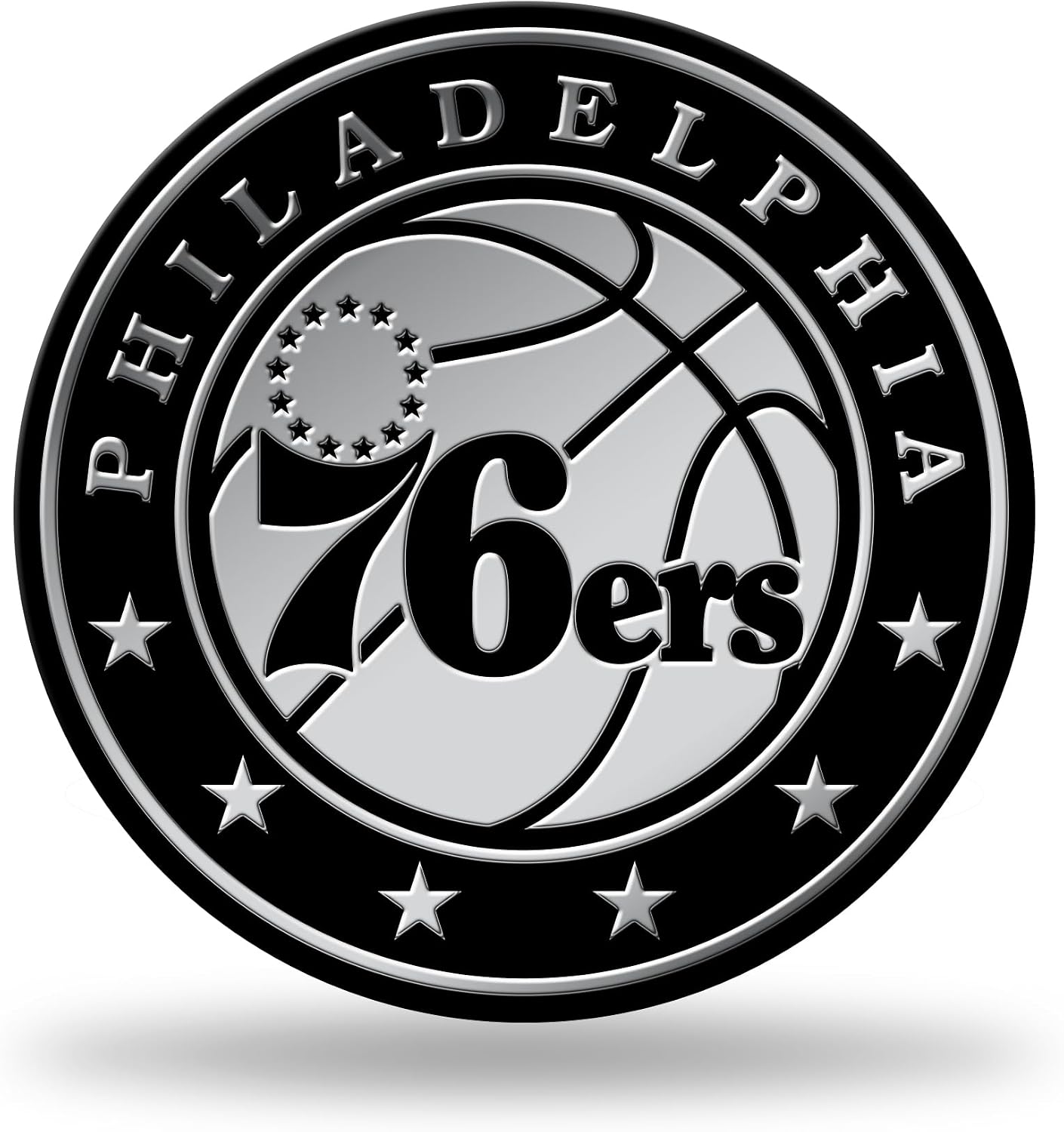 Rico Industries NBA Philadelphia 76ers Chrome Finished Auto Emblem 3D Sticker