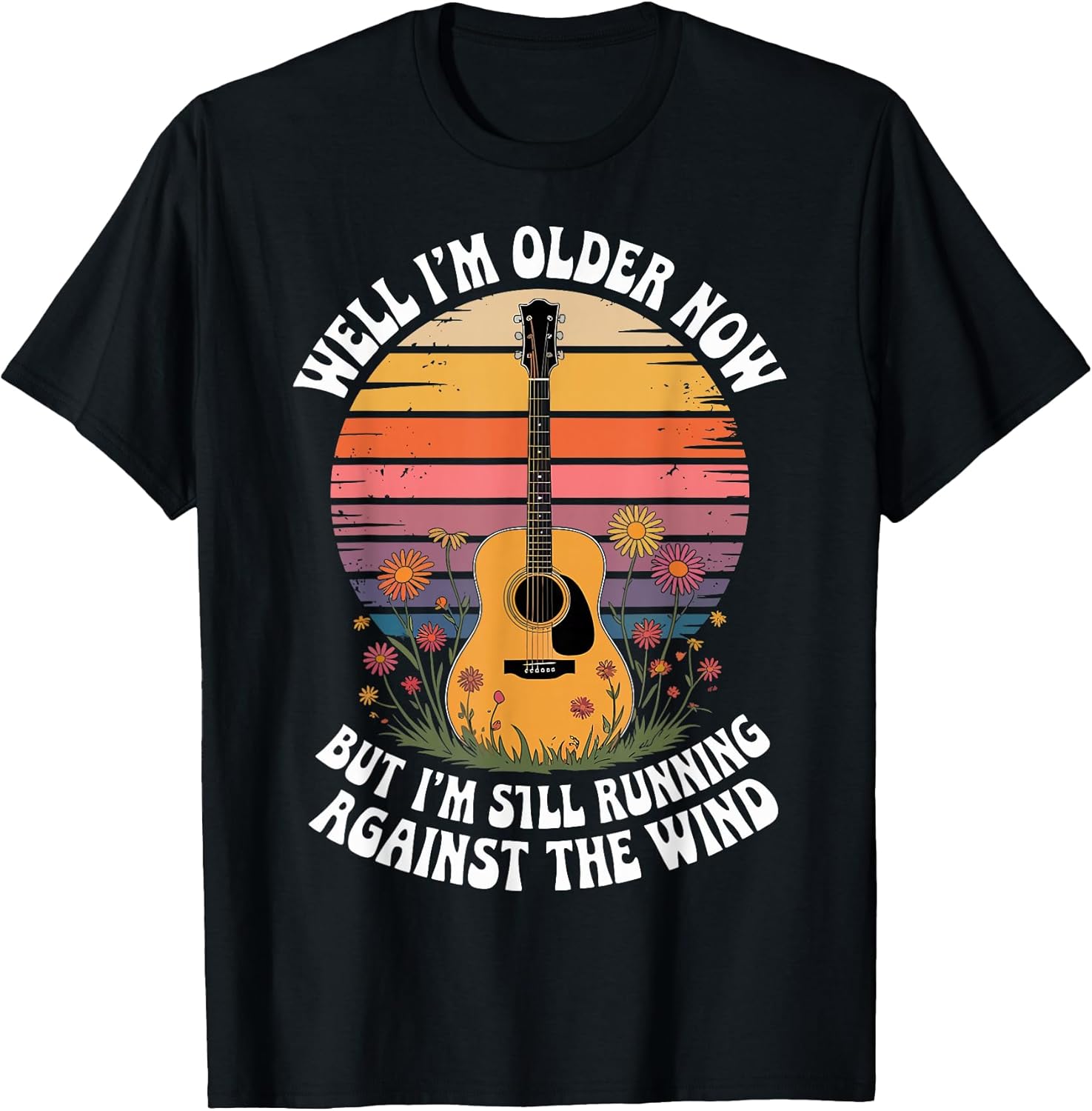 Well I’m Older Now But I’m Still Guitar Retro Sunset T-Shirt