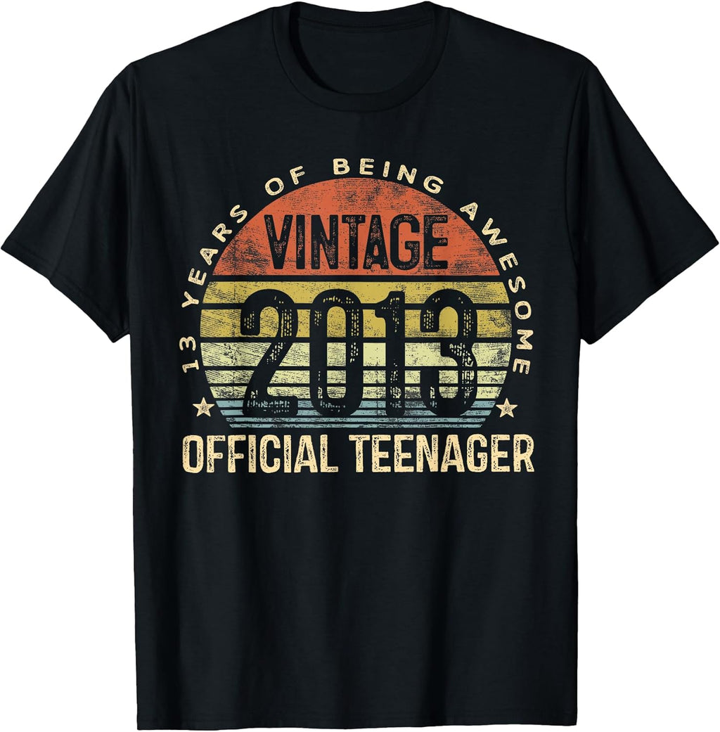 Vintage 2013 Official Teenager 13-Year-Old 13th Birthday T-Shirt