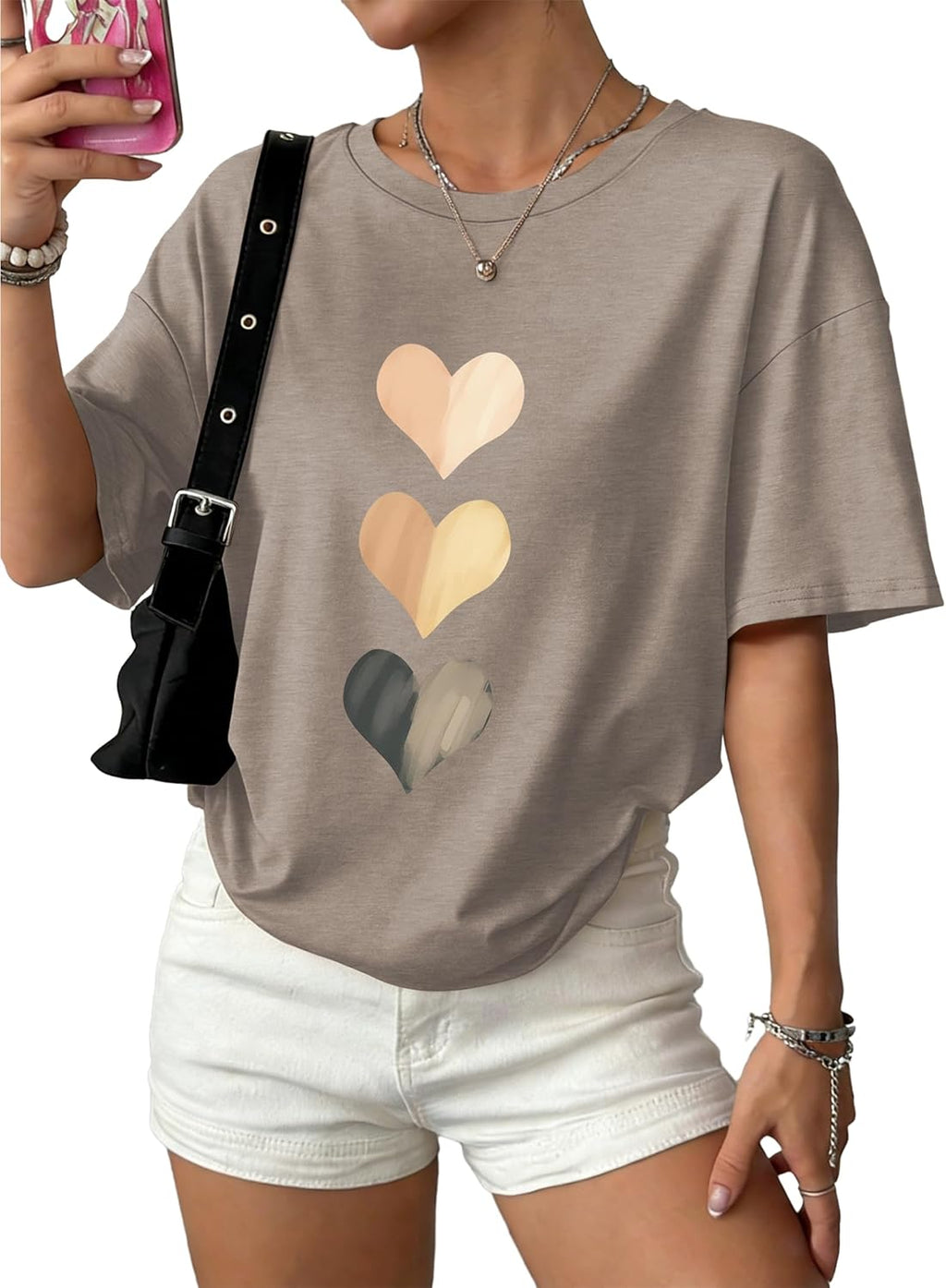Oversized Tshirts for Women Summer Crew Neck Short Sleeve Graphic Tees Casual Loose Fit Workout Tops 2026