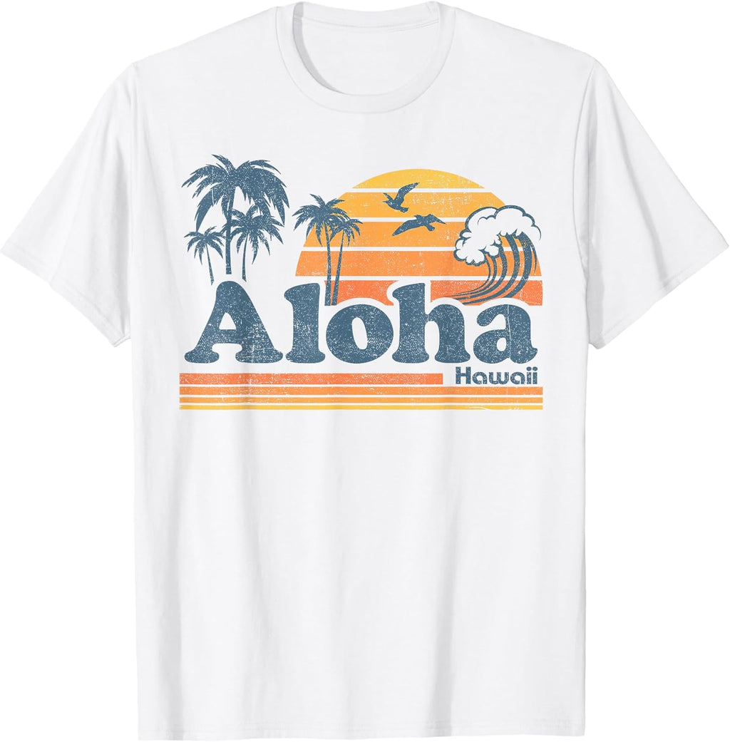 Aloha Hawaii Vintage Beach Summer Surfing 70s Retro Hawaiian T-Shirt