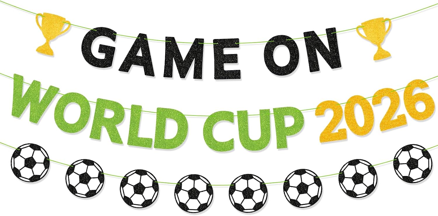 World Cup 2026 Banner, Game On Soccer Party Decorations, Soccer World Cup Banner 2026 for Watch Party, Sports Birthday Celebration Supplies