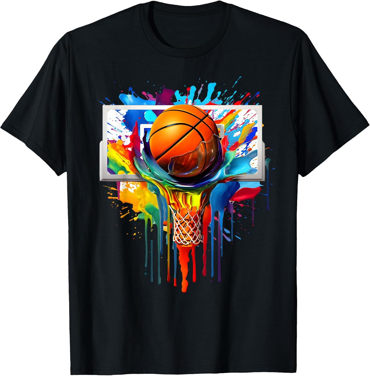 Colorful Basketball Tie Dye Color Splash Hoop Net Slam Dunk T-Shirt