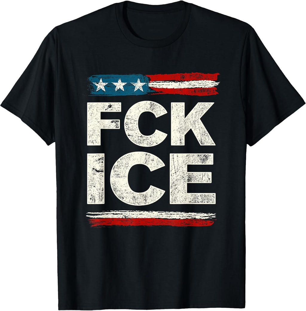 Retro Vintage F ICE US Flag Distressed Men Women T-Shirt