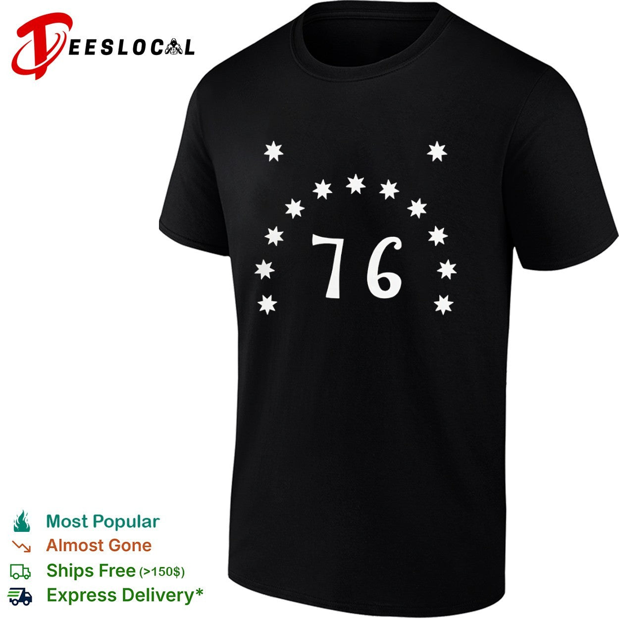 76 Philadelphia 76ers Basketball Seven Pointed Stars Shirt