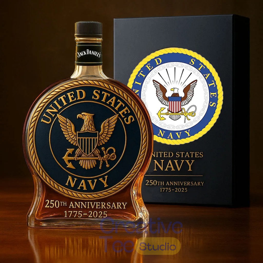 US Navy 250th Anniversary Commemorative Whiskey Bottle