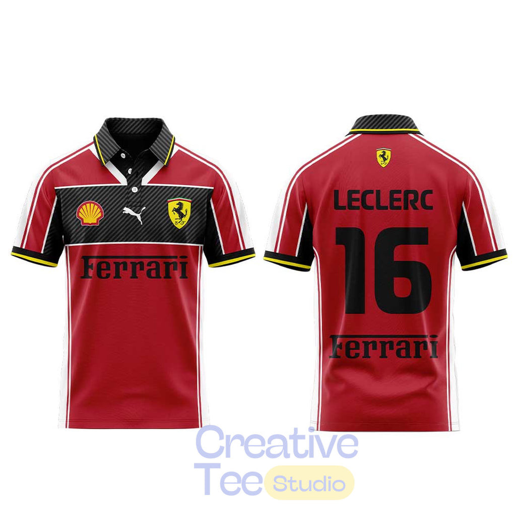 Scuderia Ferrari Charles Leclerc Football Concept Polo Shirt