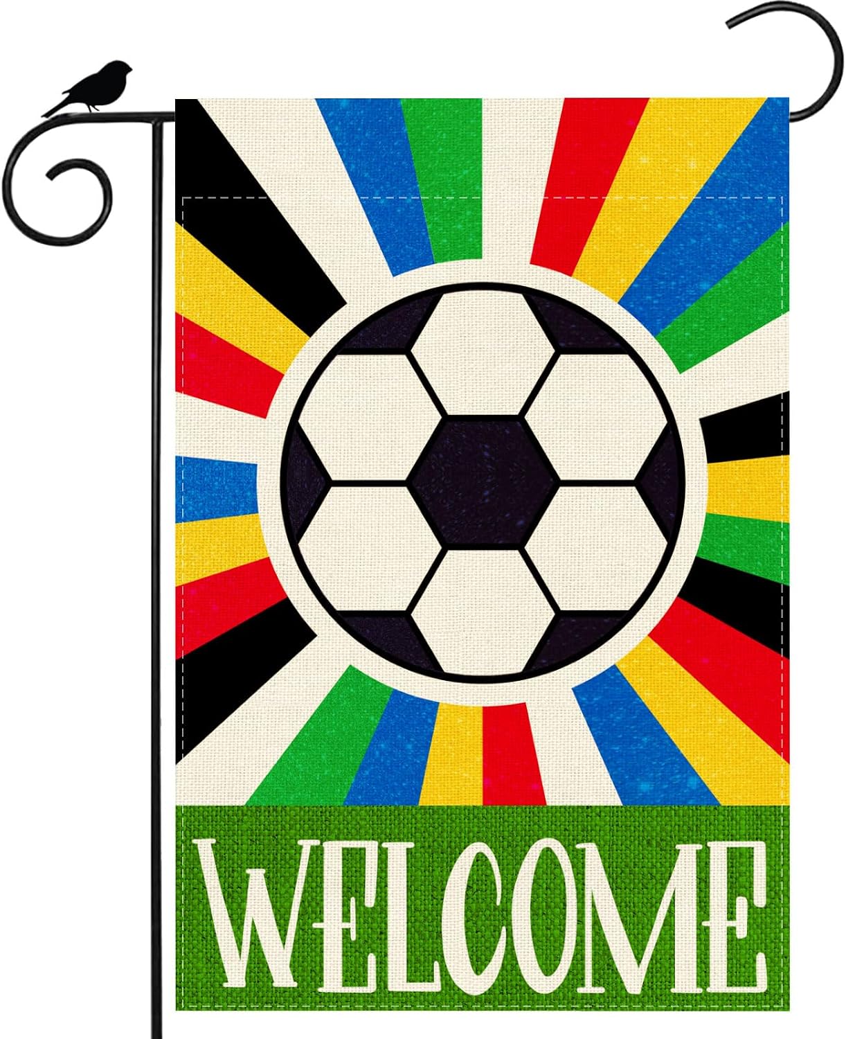 Welcome Soccer World Cup Garden Flag 12x18 Inch Double Sided Small Mini Yard Flag Outdoor Outside for Holiday Game Day Soccer Party Decoration