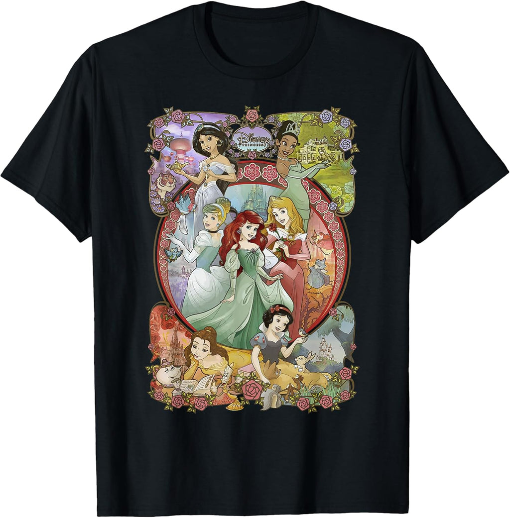 Princess Classic Cartoon Group Collage T-Shirt Small