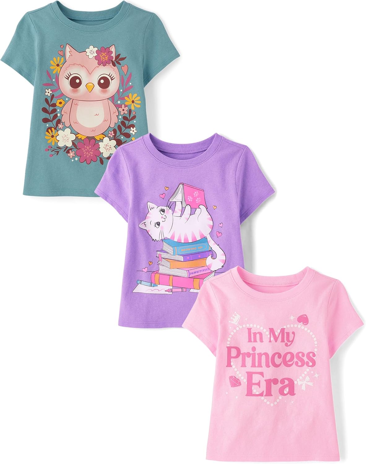 Baby-Girls and Toddler School,Learning Short Sleeve Graphic T-Shirts,3 Pack